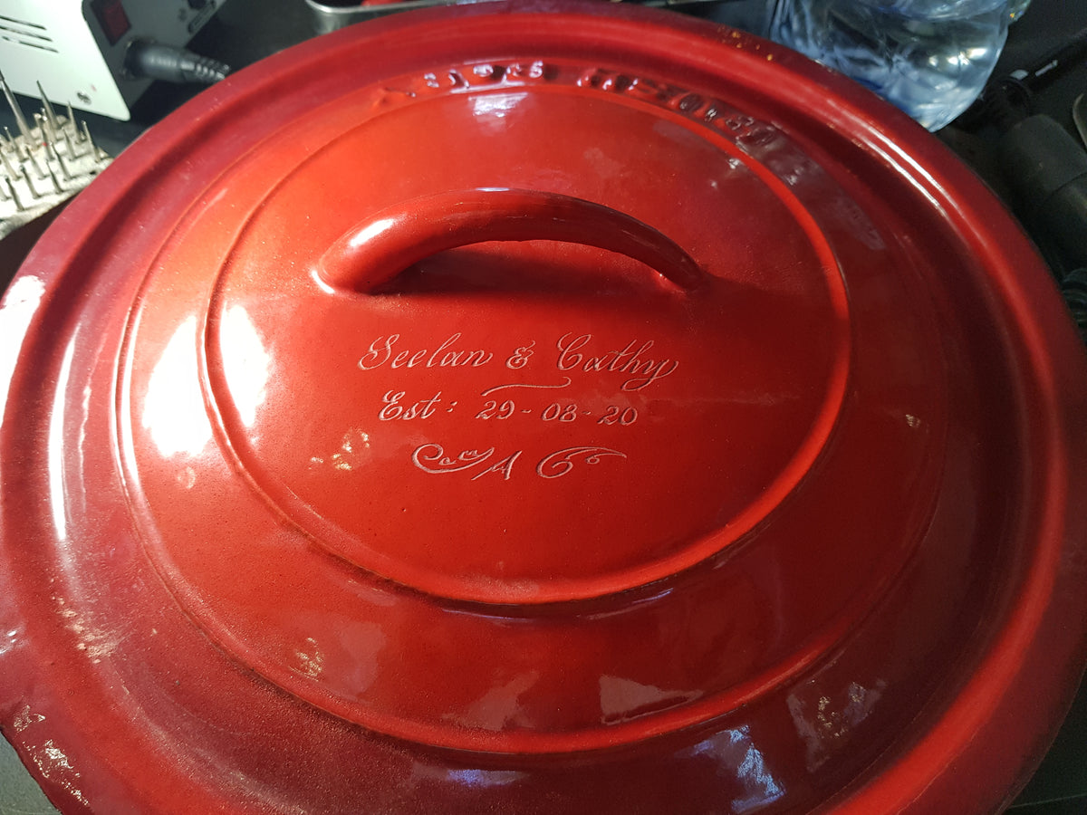 Engraving onto kitchens utensils. pot ,pans ,knives etc gateway engravers