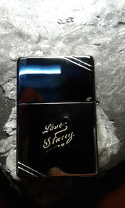 hand engraving name onto a zippo-this message R120