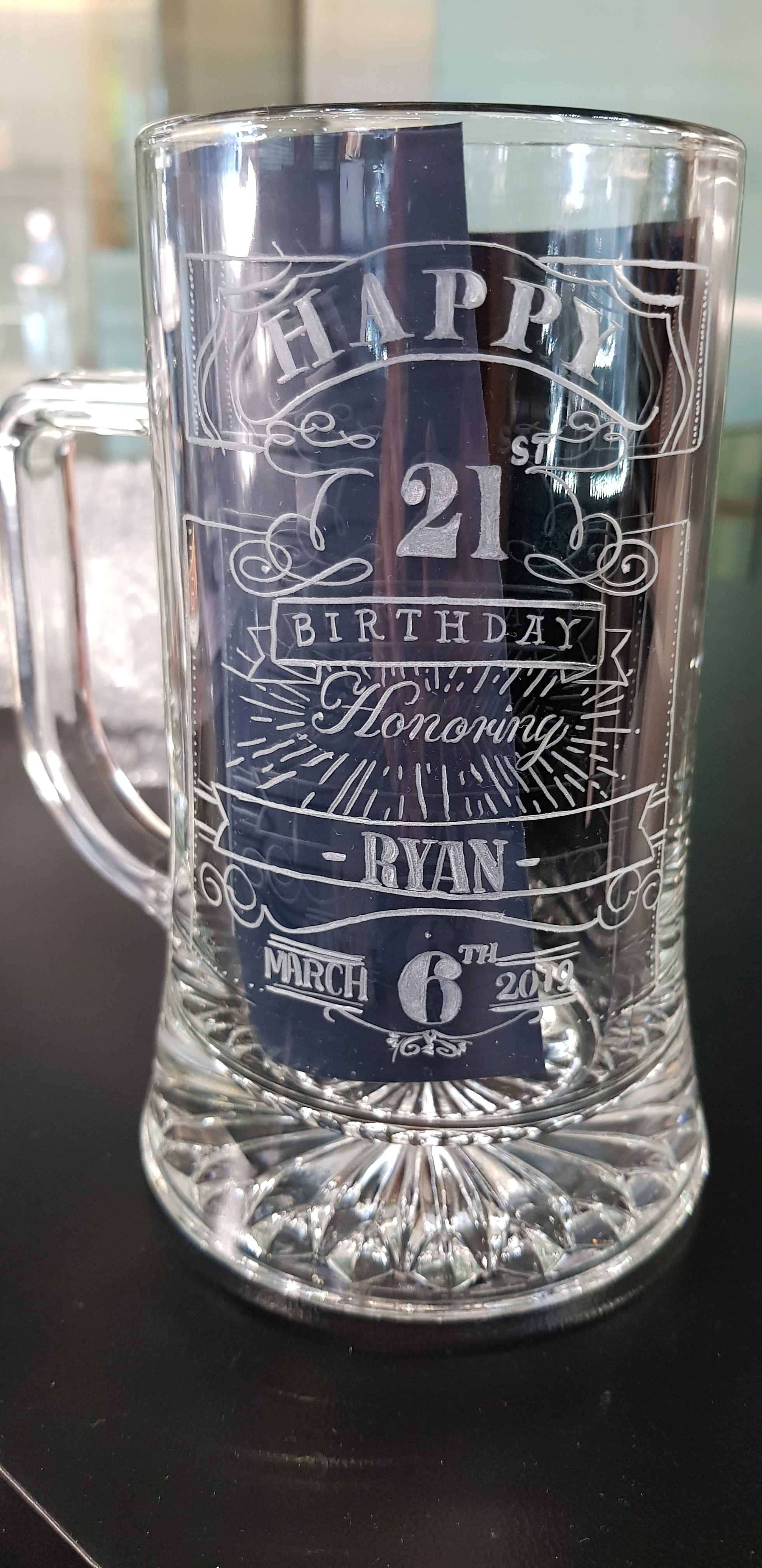 hand engraved 500ml beer glass R380 incl engraving