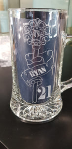 hand engraved 500ml beer glass R380 incl engraving