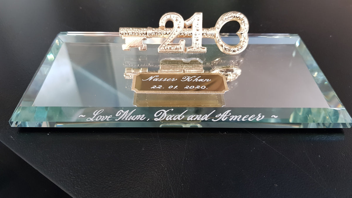 glass 21st key including engraving – gateway engravers