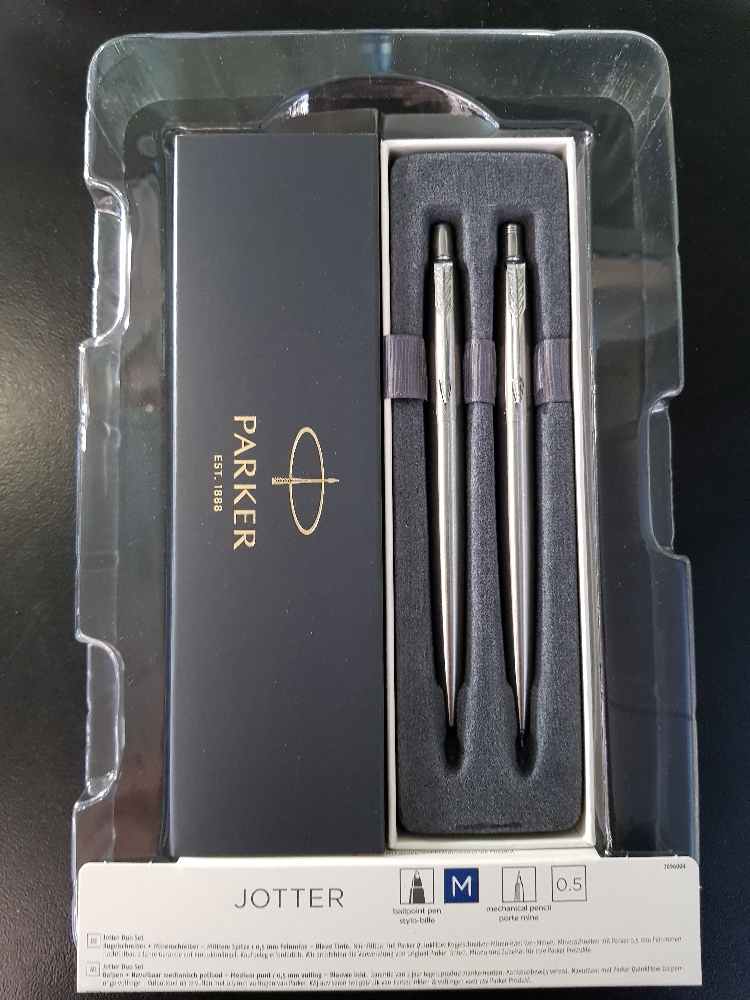 parker pen and pencil stainless steel jotter set R820 incl