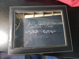 hand engraved watch box- engraving in pic R180