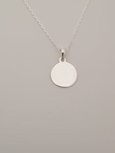 sterling silver round 12mm pendant incl engraving on both sides