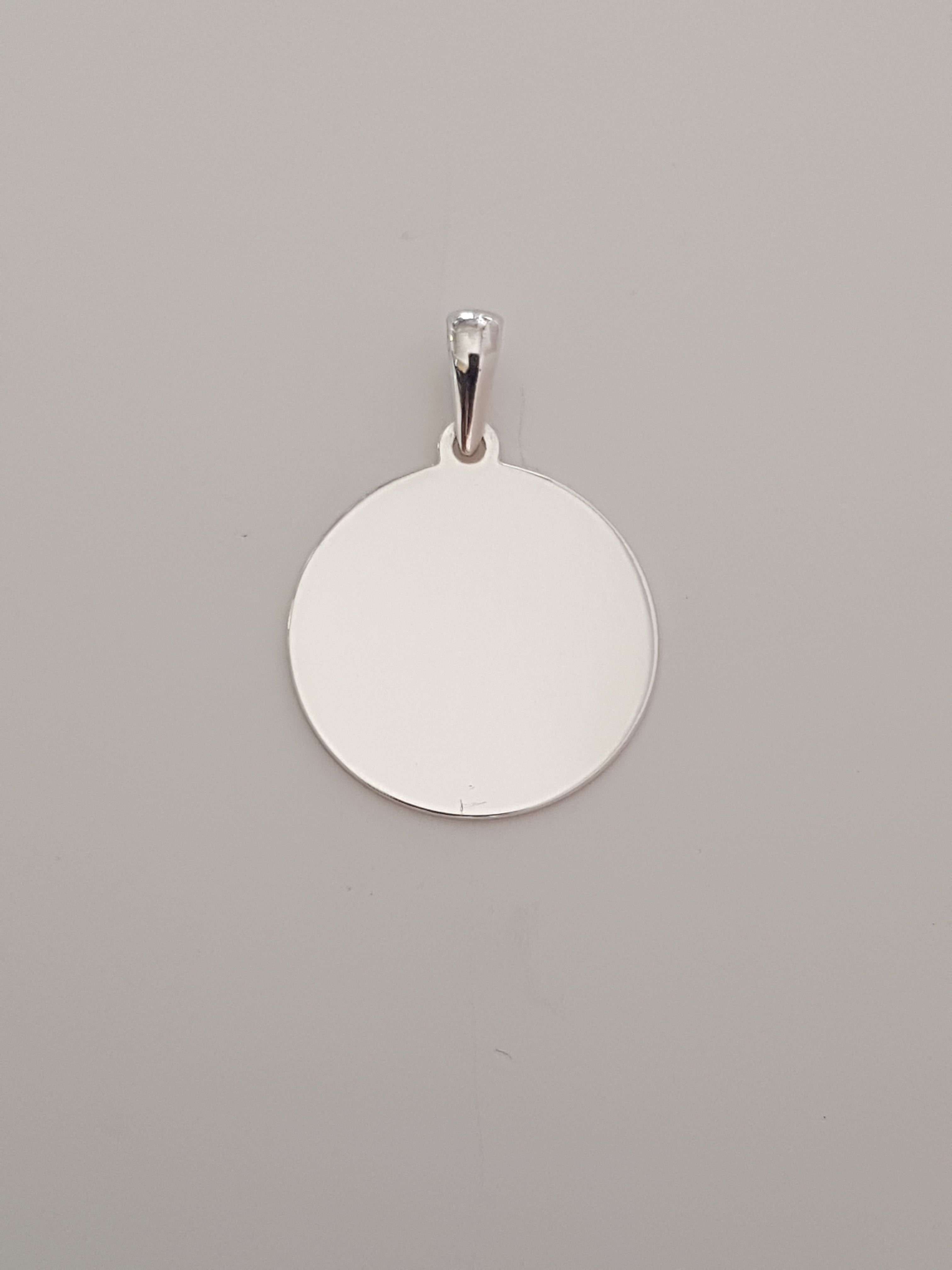 sterling silver round 12mm pendant incl engraving on both sides