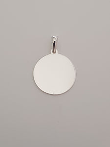 sterling silver round 12mm pendant incl engraving on both sides