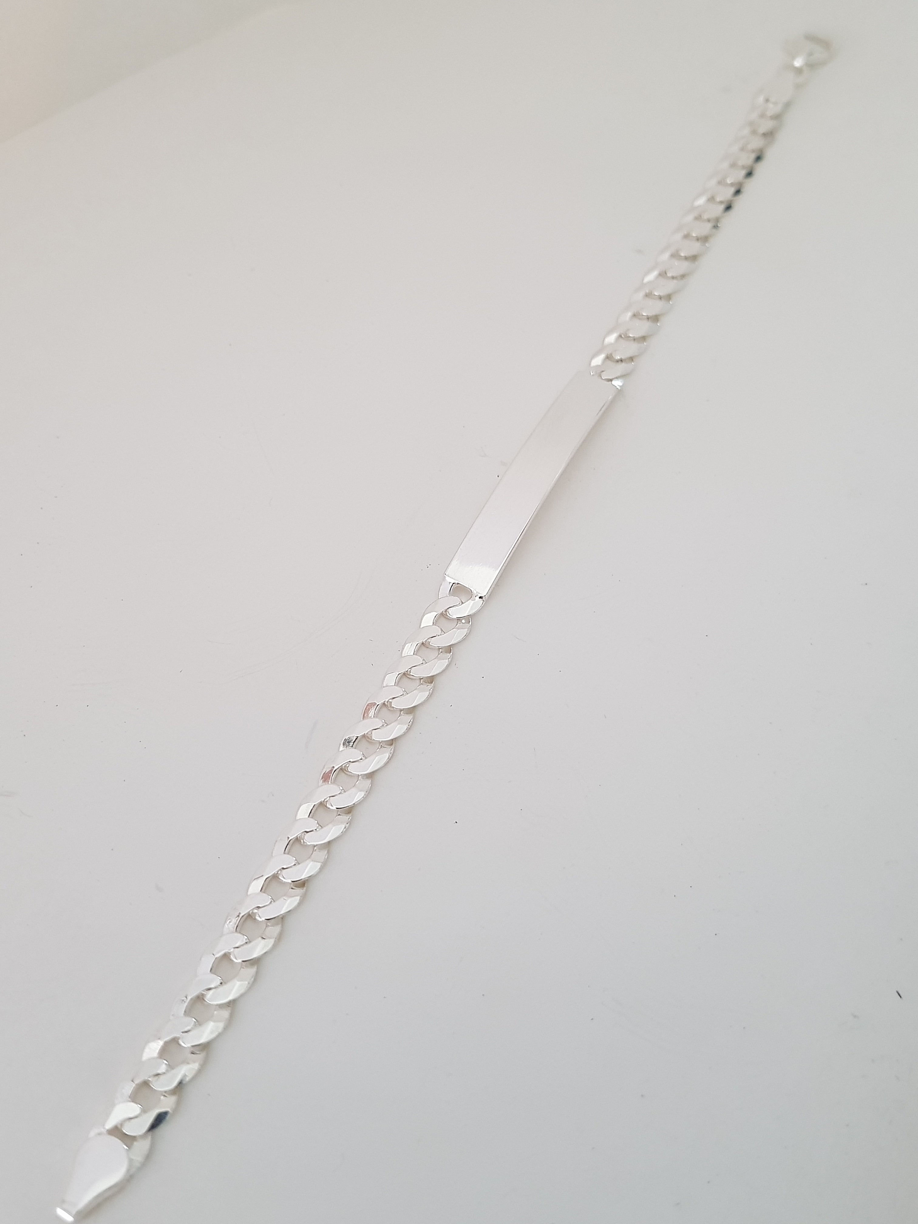 sterling silver 20cm by 6mm mens id bracelet incl engraving