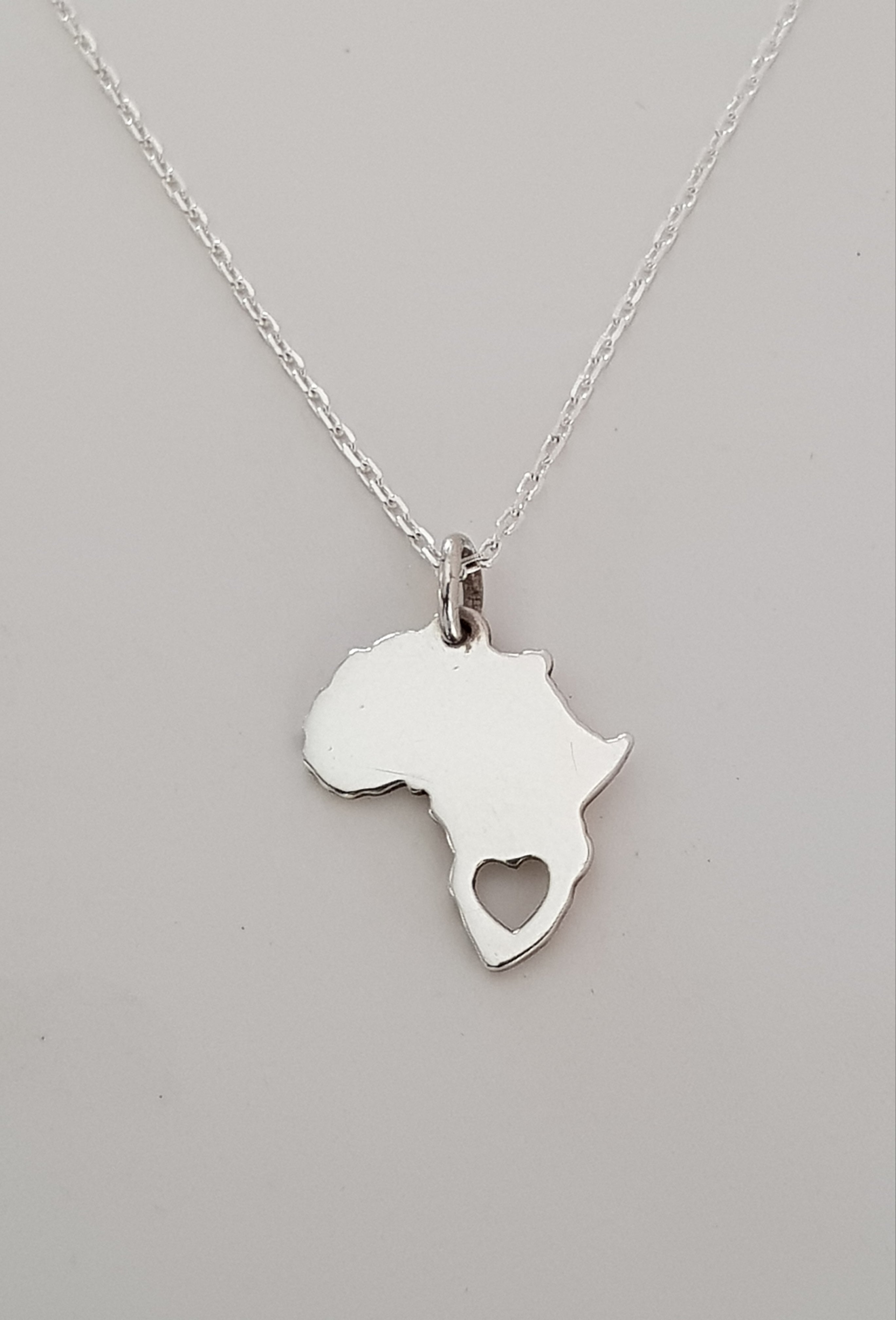 Sterling Silver Africa pendant incl engraving