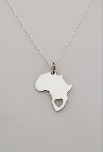 Sterling Silver Africa pendant incl engraving