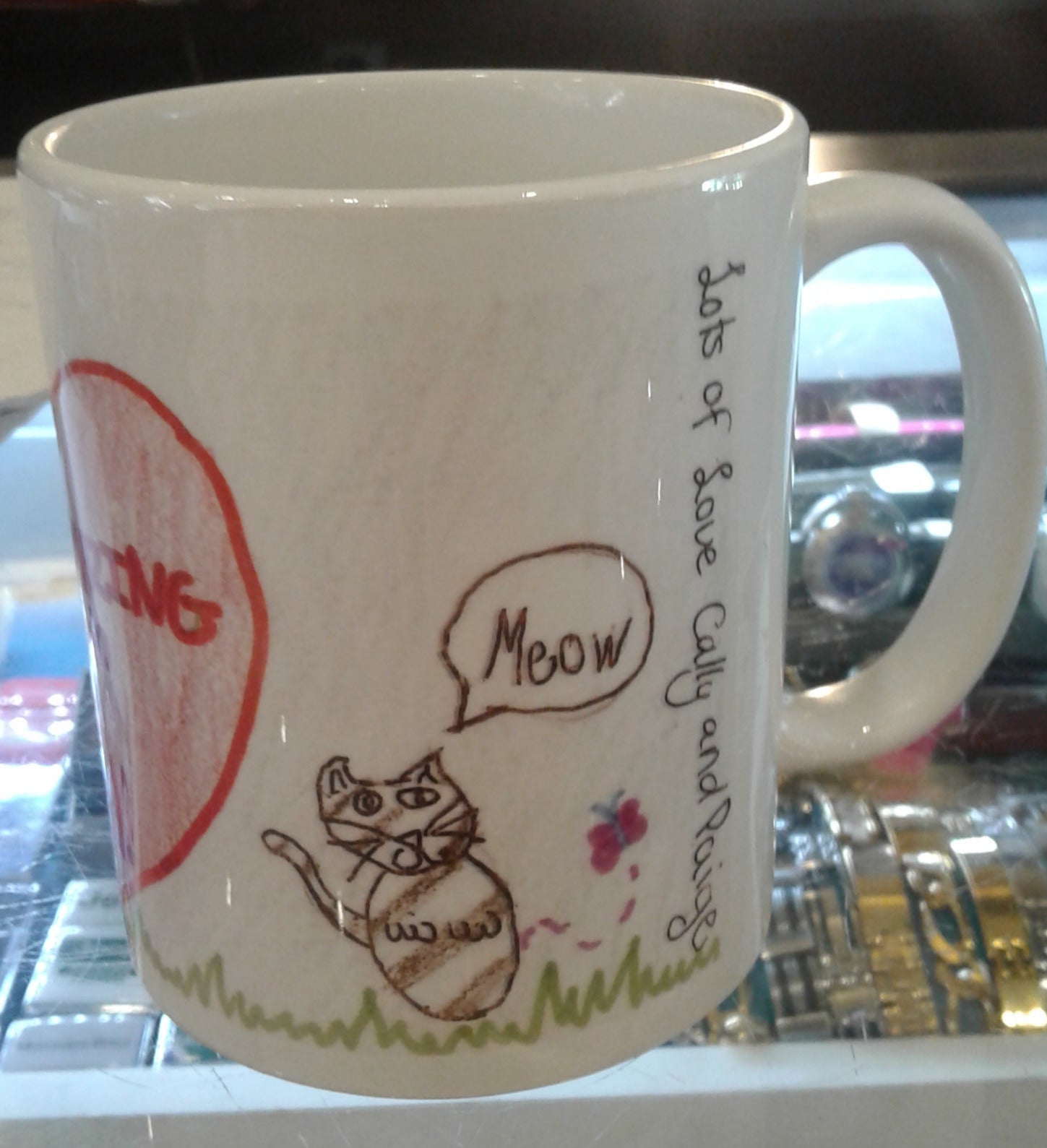 printed kids drawings onto mugs